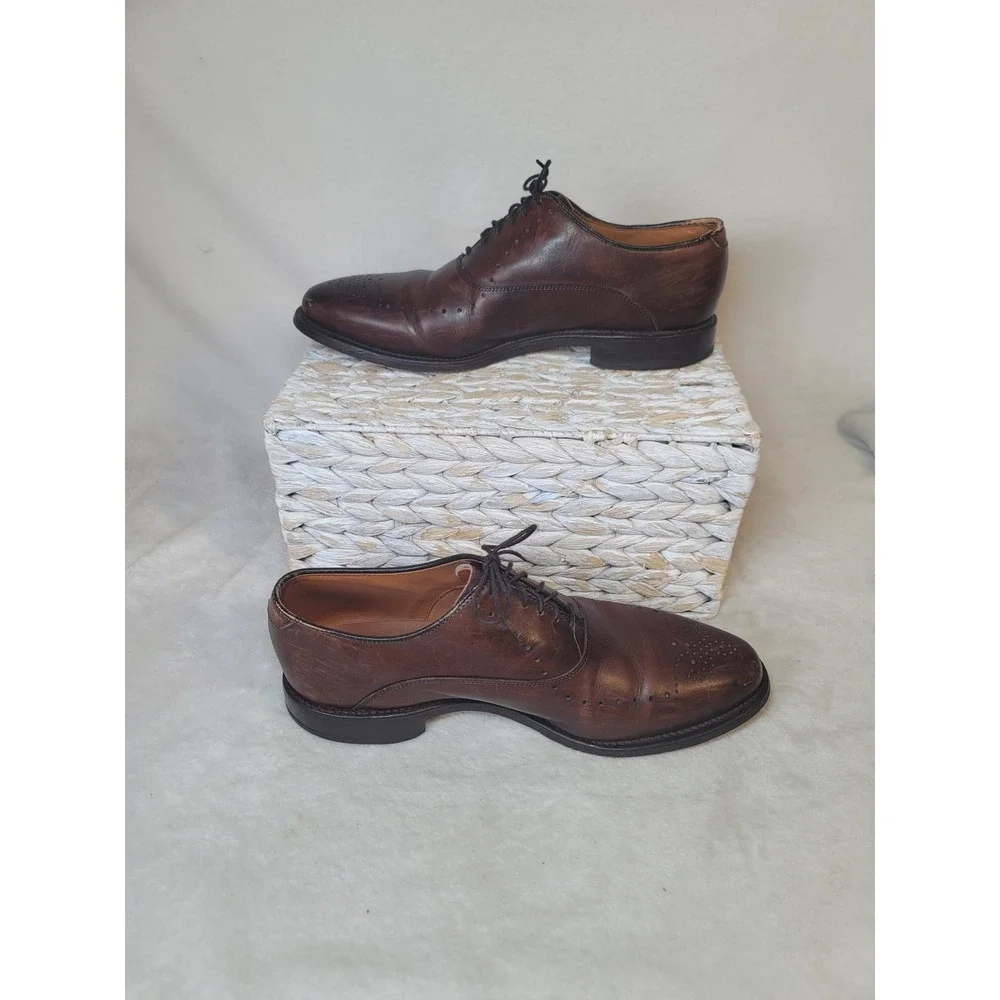 Allen Edmonds Weybridge Brown Leather Oxford Dress Shoes Medallion Toe Mens 8.5D